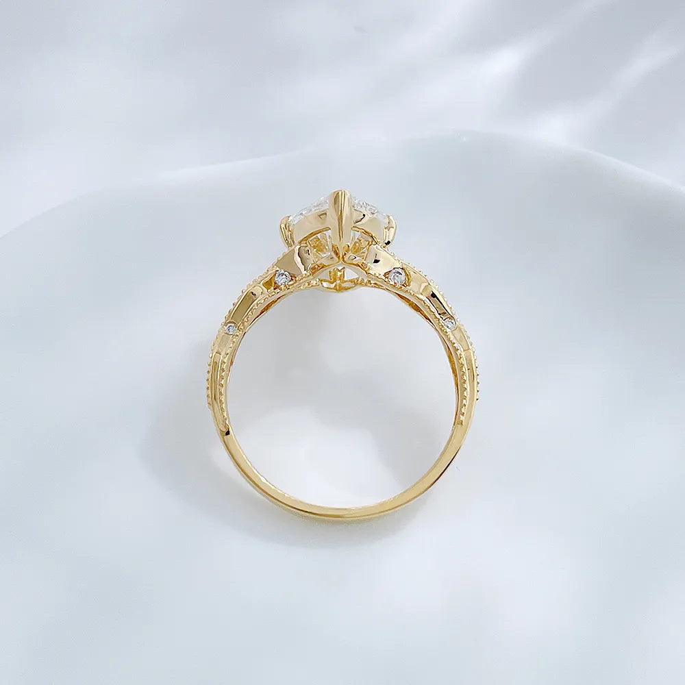 3.04 ct Celestial Four-Prong Marquise-Cut Lab-Grown Diamond Ring in 18K Yellow Gold