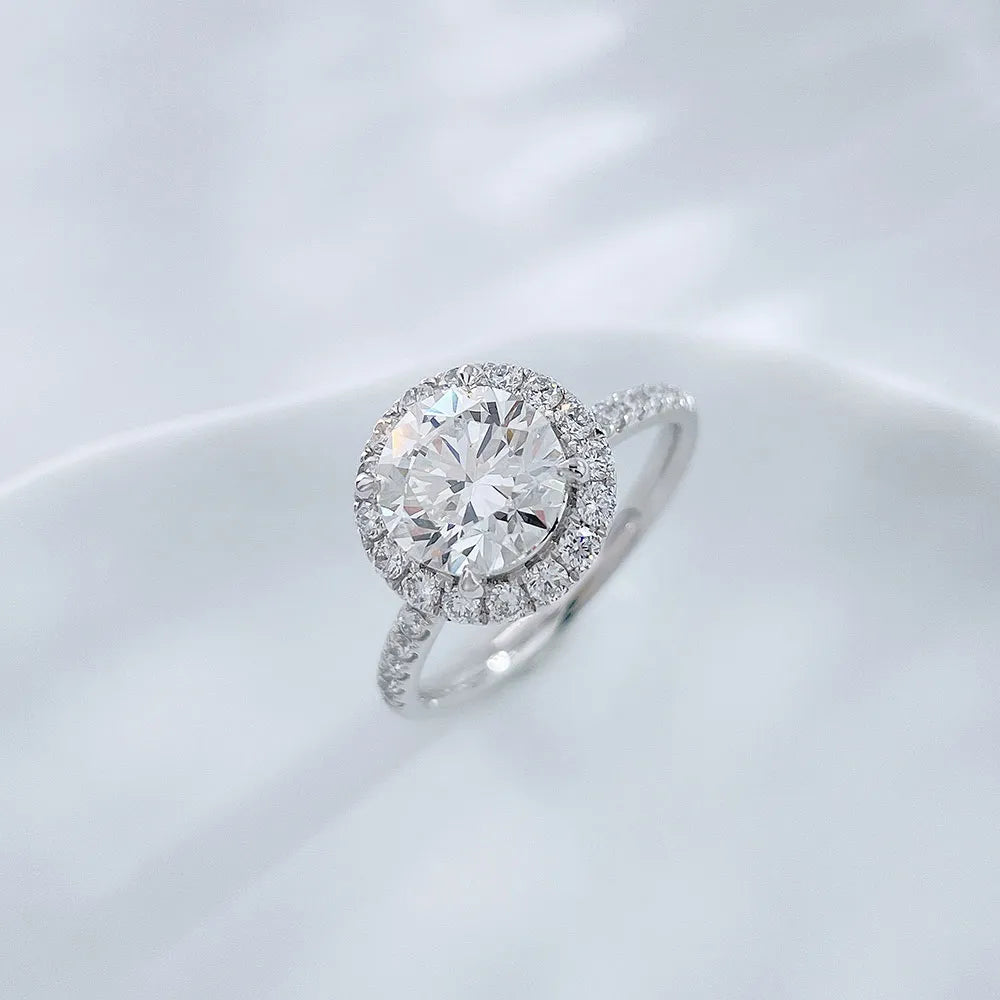2.06 ct Classic Four-Prong Round-Cut Lab-Grown Diamond Ring in PT950 Platinum