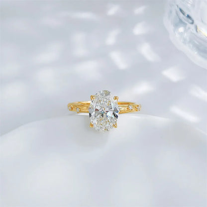 2.01 ct Minimalist Four-Prong Oval-Cut Lab-Grown Diamond Ring in 18K Yellow Gold – APYFR0247-Y