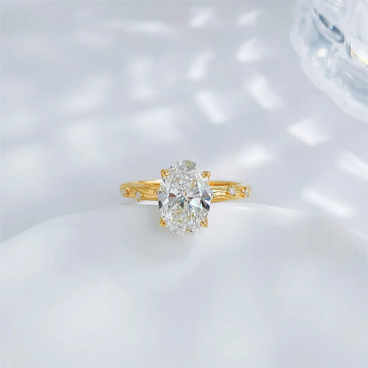 2.01 ct Minimalist Four-Prong Oval-Cut Lab-Grown Diamond Ring in 18K Yellow Gold – APYFR0247-Y