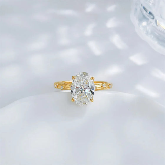 2.01 ct Minimalist Four-Prong Oval-Cut Lab-Grown Diamond Ring in 18K Yellow Gold