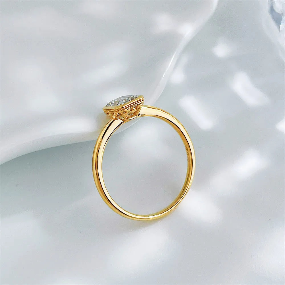 1.07 ct Geometric Emerald-Cut Lab-Grown Diamond Ring in 18K Yellow Gold