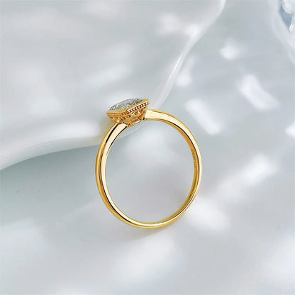 1.07 ct Geometric Emerald-Cut Lab-Grown Diamond Ring in 18K Yellow Gold
