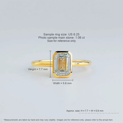 1.07 ct Geometric Emerald-Cut Lab-Grown Diamond Ring in 18K Yellow Gold