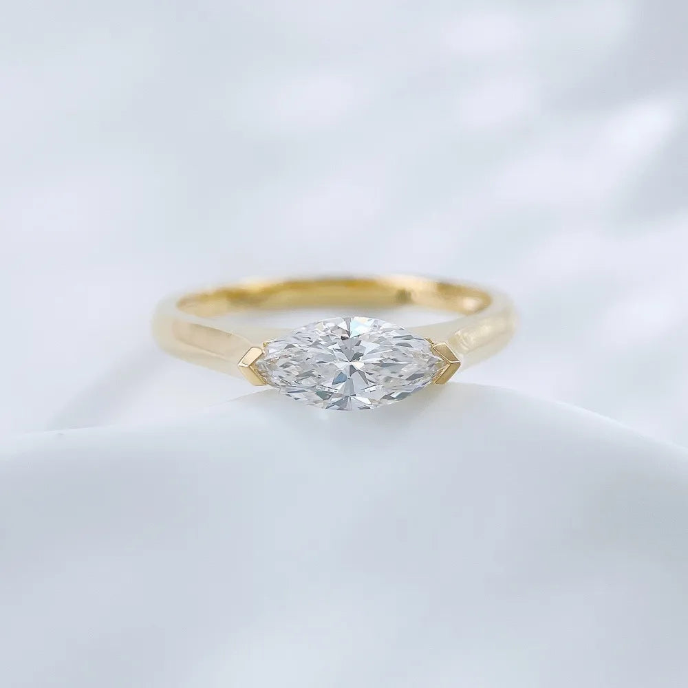 0.8 ct Minimalist Marquise-Cut Lab-Grown Diamond Ring in 18K Yellow Gold – APYFR0249-Y