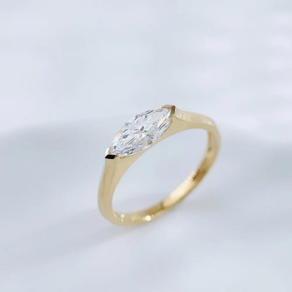 0.8 ct Minimalist Marquise-Cut Lab-Grown Diamond Ring in 18K Yellow Gold – APYFR0249-Y