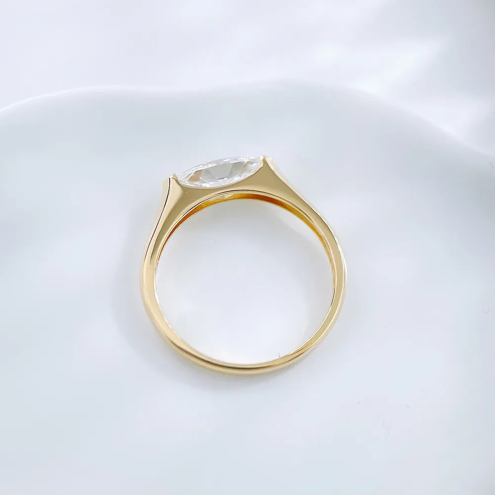 0.8 ct Minimalist Marquise-Cut Lab-Grown Diamond Ring in 18K Yellow Gold – APYFR0249-Y