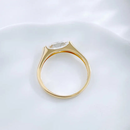 0.8 ct Minimalist Marquise-Cut Lab-Grown Diamond Ring in 18K Yellow Gold – APYFR0249-Y