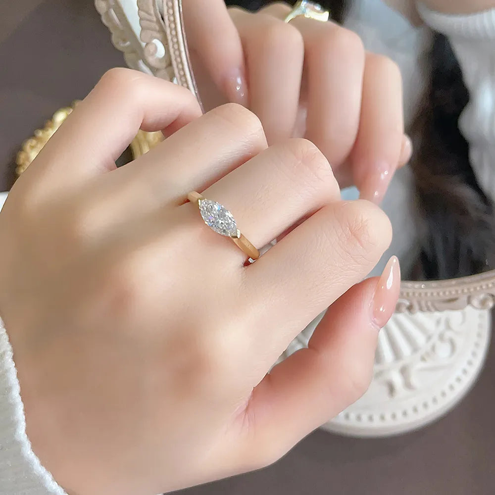 0.8 ct Minimalist Marquise-Cut Lab-Grown Diamond Ring in 18K Yellow Gold – APYFR0249-Y