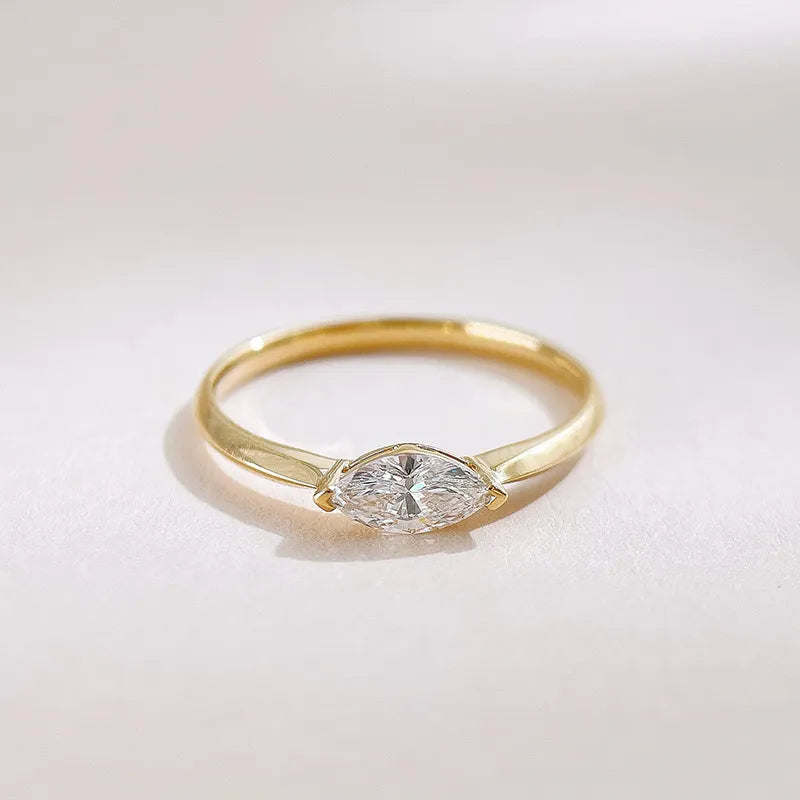 0.33 ct Minimalist Marquise-Cut Lab-Grown Diamond Ring in 18K Yellow Gold – APYFR0250-Y