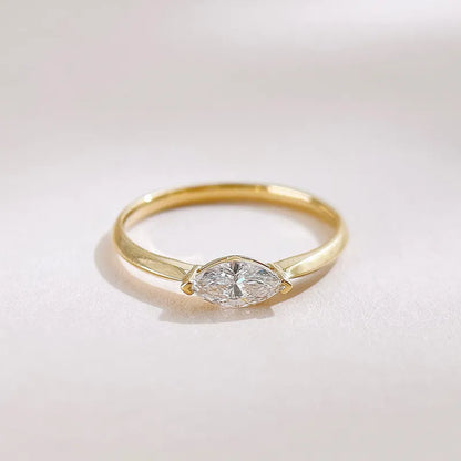 0.33 ct Minimalist Marquise-Cut Lab-Grown Diamond Ring in 18K Yellow Gold – APYFR0250-Y