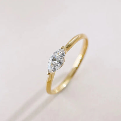 0.33 ct Minimalist Marquise-Cut Lab-Grown Diamond Ring in 18K Yellow Gold – APYFR0250-Y