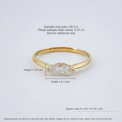 0.33 ct Minimalist Marquise-Cut Lab-Grown Diamond Ring in 18K Yellow Gold – APYFR0250-Y