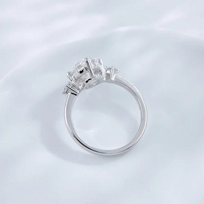2.46 ct Celestial Four-Prong Oval-Cut Lab-Grown Diamond Three-Stone Ring in PT950 Platinum