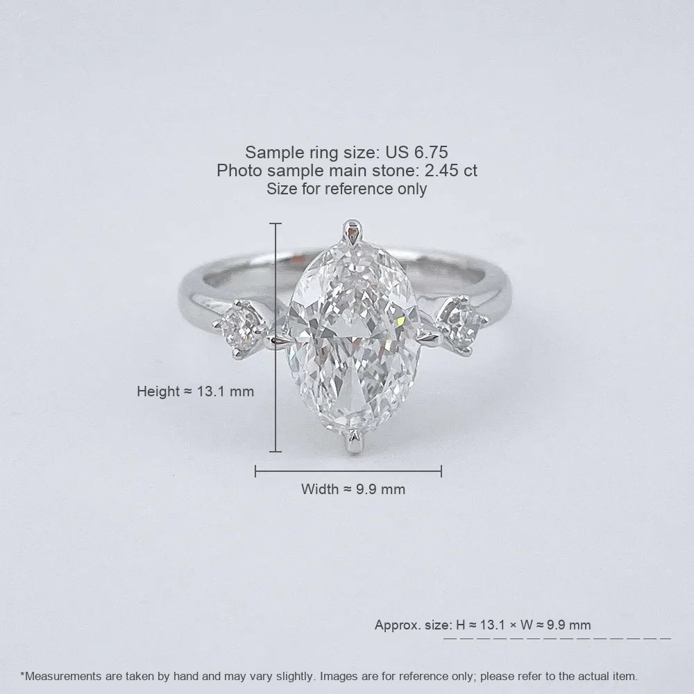 2.46 ct Celestial Four-Prong Oval-Cut Lab-Grown Diamond Three-Stone Ring in PT950 Platinum