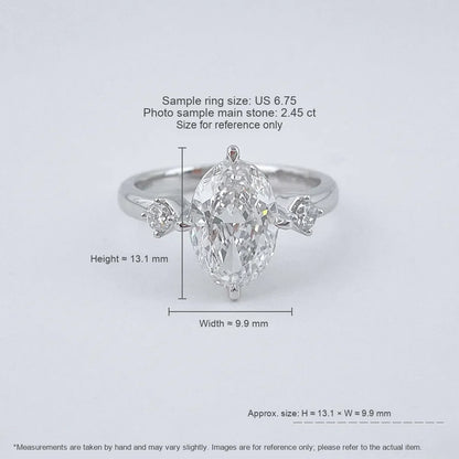 2.46 ct Celestial Four-Prong Oval-Cut Lab-Grown Diamond Three-Stone Ring in PT950 Platinum