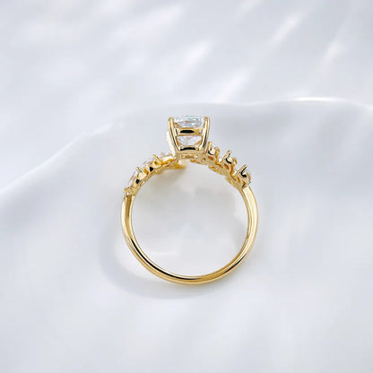 1.03 ct Botanical Princess-Cut Lab-Grown Diamond Ring in 18K Yellow Gold