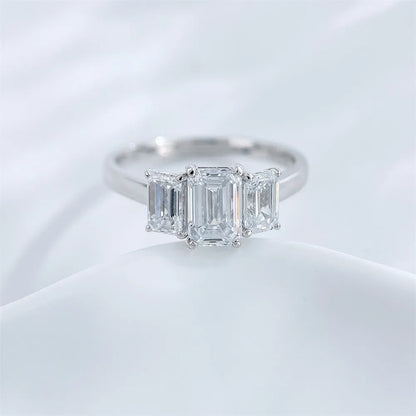 1.03 ct Four-Prong Emerald-Cut Lab-Grown Diamond Three-Stone Ring in PT950 Platinum – APYFR0255-PT