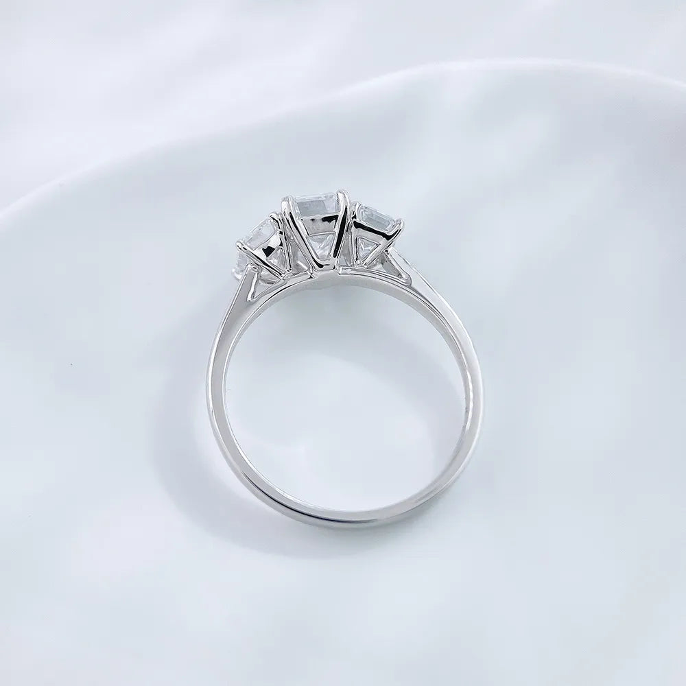 1.03 ct Four-Prong Emerald-Cut Lab-Grown Diamond Three-Stone Ring in PT950 Platinum – APYFR0255-PT