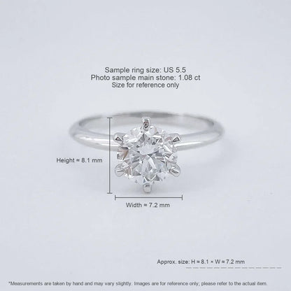 3.03 ct Minimalist Six-Prong Round-Cut Lab-Grown Diamond Ring in PT950 Platinum