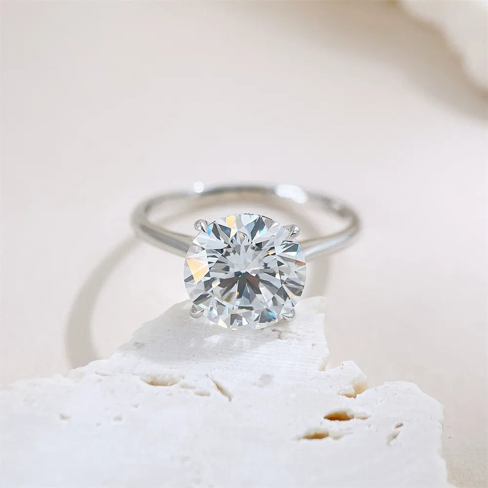 3.07 ct Minimalist Four-Prong Round-Cut Lab-Grown Diamond Ring in 18K White Gold – APYFR0258-W