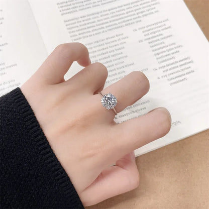 3.07 ct Minimalist Four-Prong Round-Cut Lab-Grown Diamond Ring in 18K White Gold – APYFR0258-W