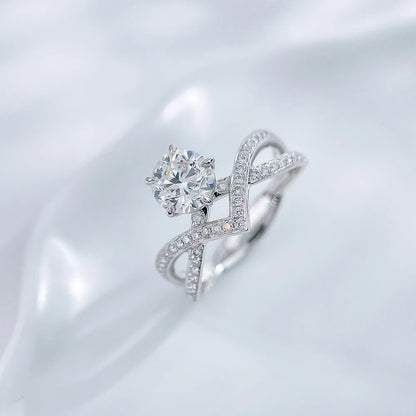 1.01 ct Cross Round-Cut Lab-Grown Diamond Ring in PT950 Platinum