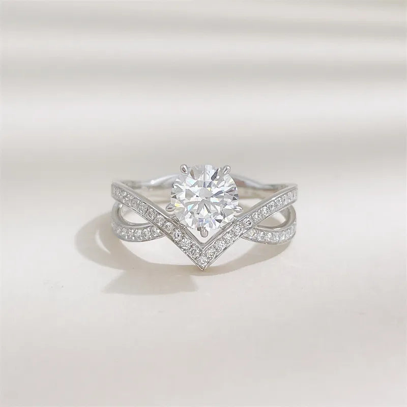 1.03 ct Cross Round-Cut Lab-Grown Diamond Ring in 18K White Gold
