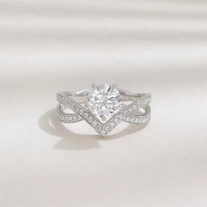1.03 ct Cross Round-Cut Lab-Grown Diamond Ring in 18K White Gold