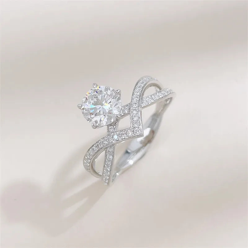 1.03 ct Cross Round-Cut Lab-Grown Diamond Ring in 18K White Gold
