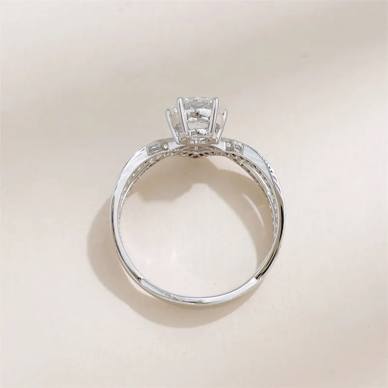 1.03 ct Cross Round-Cut Lab-Grown Diamond Ring in 18K White Gold