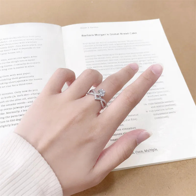 1.03 ct Cross Round-Cut Lab-Grown Diamond Ring in 18K White Gold