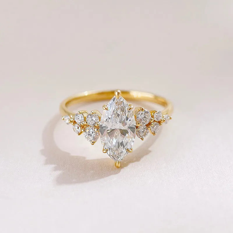 1.08 ct Floral Cluster Marquise-Cut Lab-Grown Diamond Ring in 18K Yellow Gold