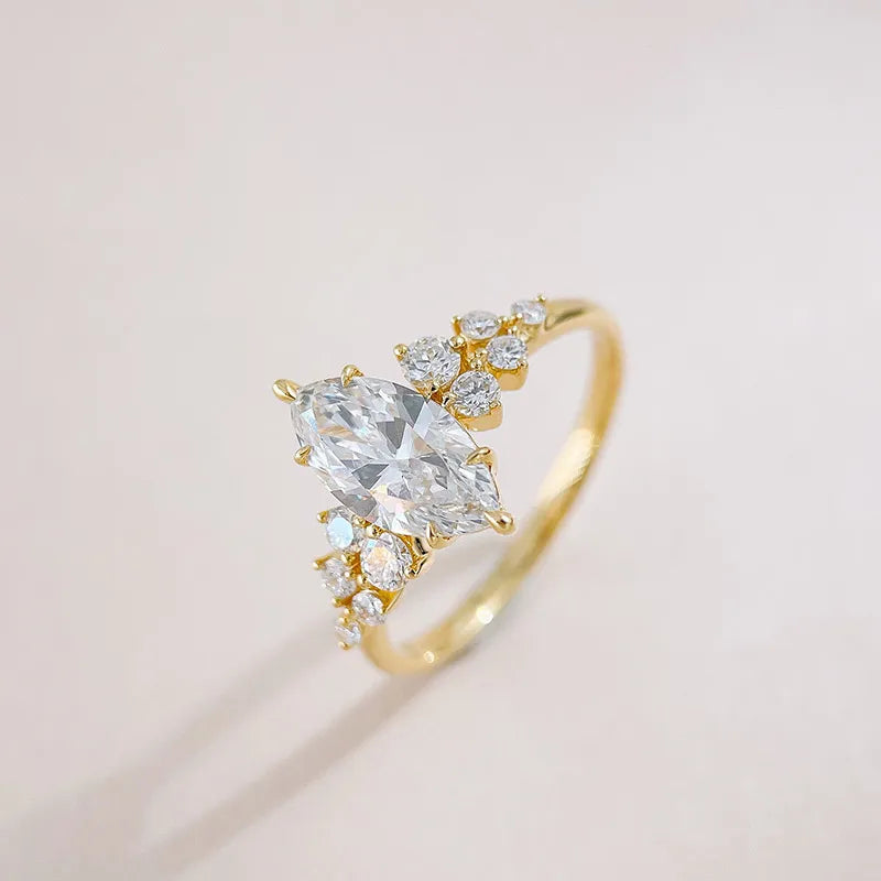 1.08 ct Floral Cluster Marquise-Cut Lab-Grown Diamond Ring in 18K Yellow Gold