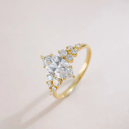 1.08 ct Floral Cluster Marquise-Cut Lab-Grown Diamond Ring in 18K Yellow Gold