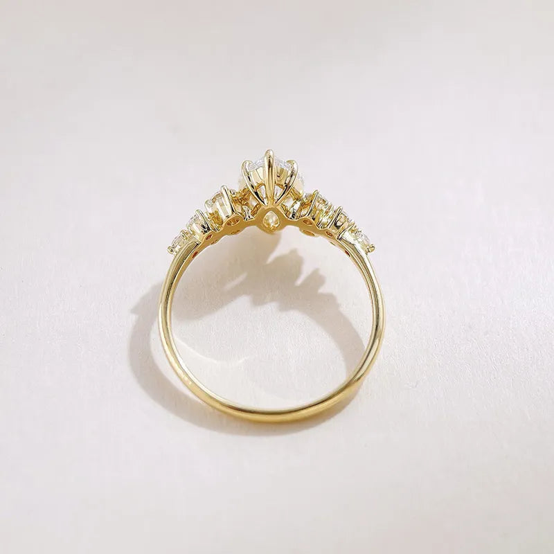 1.08 ct Floral Cluster Marquise-Cut Lab-Grown Diamond Ring in 18K Yellow Gold