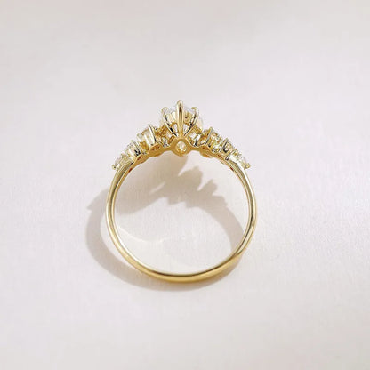 1.08 ct Floral Cluster Marquise-Cut Lab-Grown Diamond Ring in 18K Yellow Gold