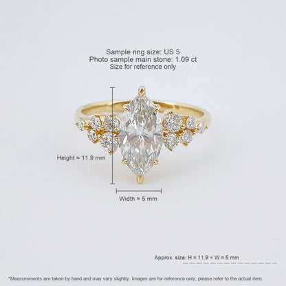 1.08 ct Floral Cluster Marquise-Cut Lab-Grown Diamond Ring in 18K Yellow Gold