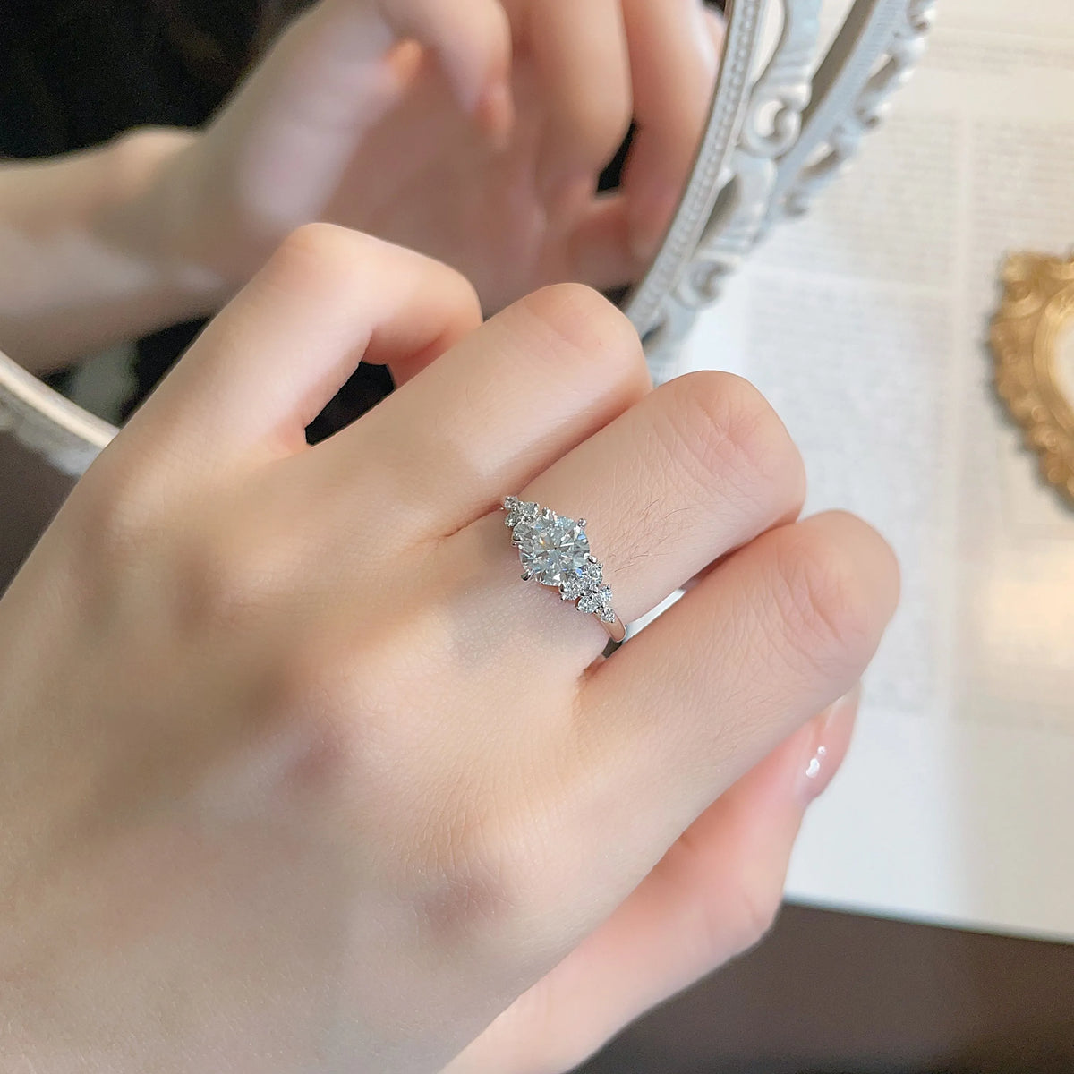1.02 ct Celestial Six-Prong Round-Cut Lab-Grown Diamond Ring in PT950 Platinum – APYFR0261-PT