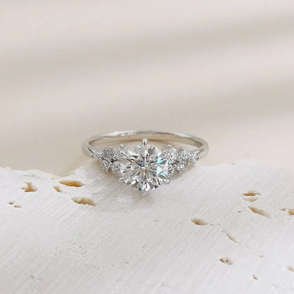 1.01 ct Cluster Round-Cut Lab-Grown Diamond Ring in 18K White Gold