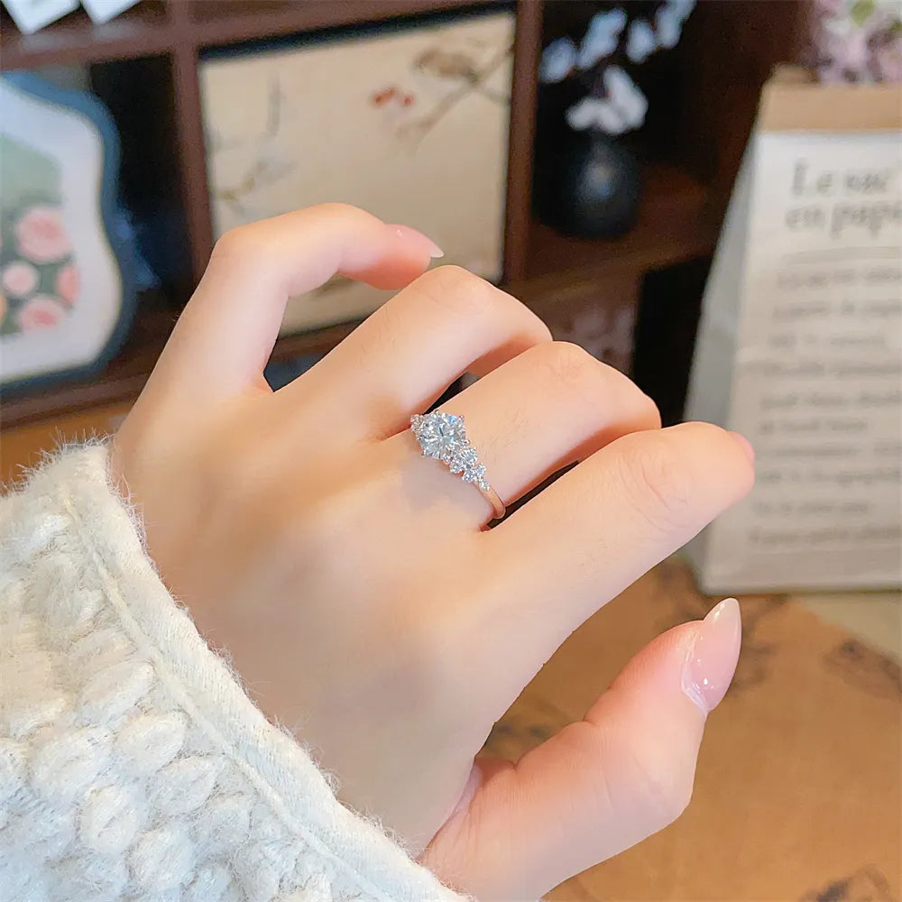 1.01 ct Cluster Round-Cut Lab-Grown Diamond Ring in 18K White Gold