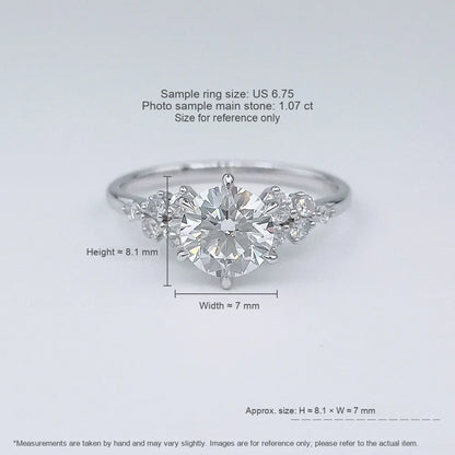1.01 ct Cluster Round-Cut Lab-Grown Diamond Ring in 18K White Gold