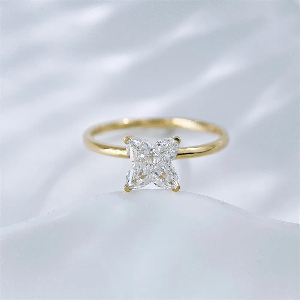 1.25 ct Celestial Four-Prong Princess-Cut Lab-Grown Diamond Ring in 18K Yellow Gold