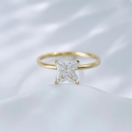 1.25 ct Celestial Four-Prong Princess-Cut Lab-Grown Diamond Ring in 18K Yellow Gold