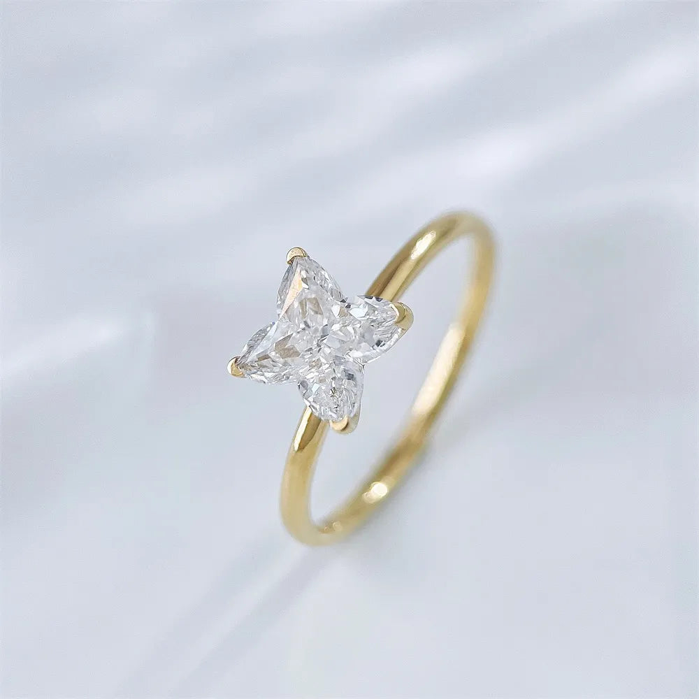 1.25 ct Celestial Four-Prong Princess-Cut Lab-Grown Diamond Ring in 18K Yellow Gold