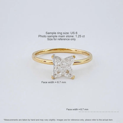 1.25 ct Celestial Four-Prong Princess-Cut Lab-Grown Diamond Ring in 18K Yellow Gold
