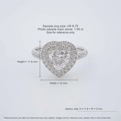 1 ct Three-Prong Heart-Cut Lab-Grown Diamond Ring in PT950 Platinum – APYFR0285-PT