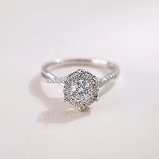 0.53 ct Classic Round-Cut Lab-Grown Diamond Ring in 18K White Gold