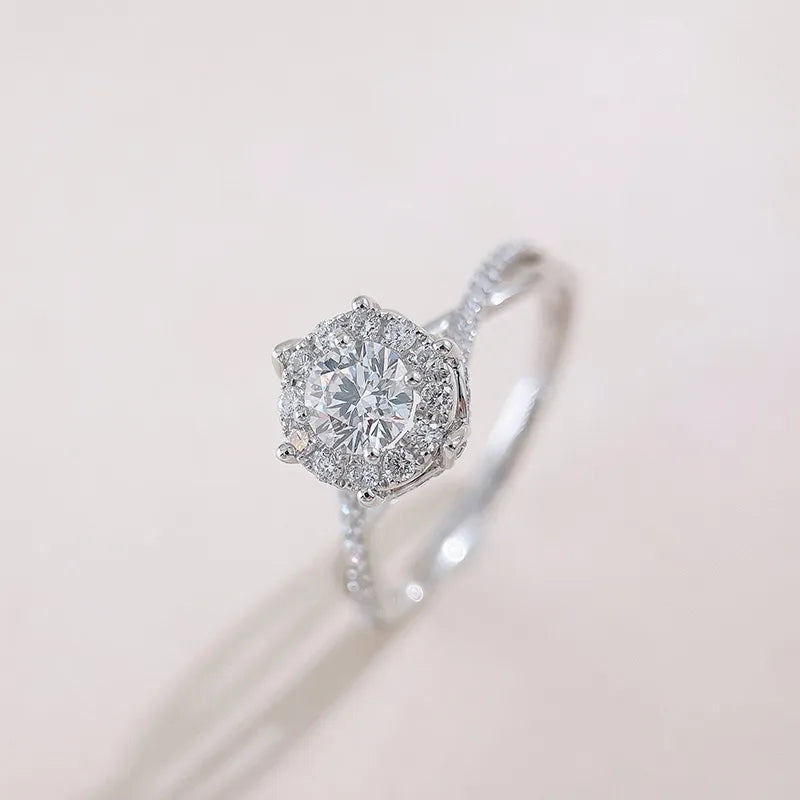 0.53 ct Classic Round-Cut Lab-Grown Diamond Ring in 18K White Gold