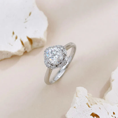 1 ct Floral Round-Cut Lab-Grown Diamond Ring in 18K White Gold – APYFR0288-W
